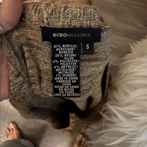 BCBGMaxAzria Shimmering Gold Knit dress - Picture 3 of 12
